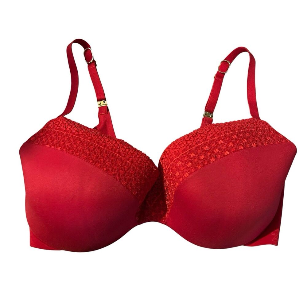 Victoria's Secret Bra Womens 34DD Red Lined Demi Incredible Underwire Support